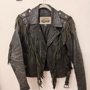 Vintage Black Leather Motorcycle Jacket